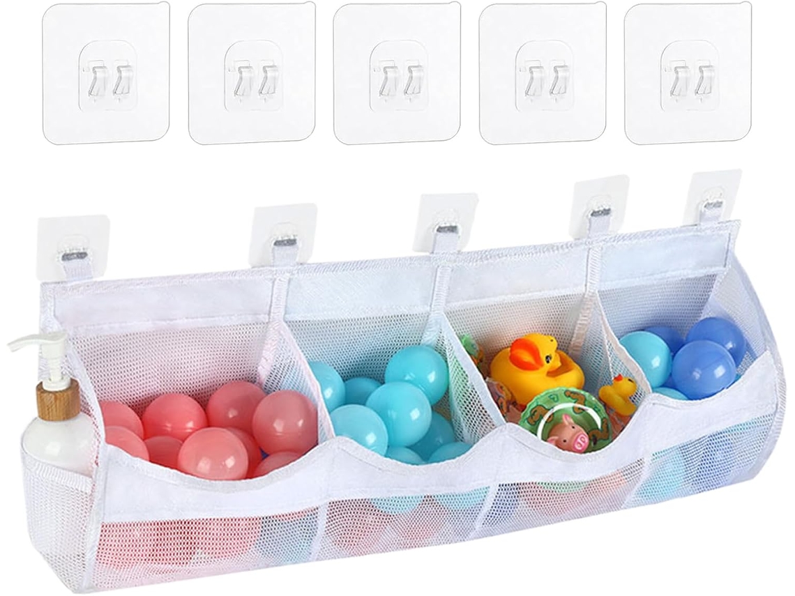 Organizador De Brinquedos De Banho Com Drenagem Rápida De Água Bolsa Compacta Com 4 Compartimentos Gokoco
