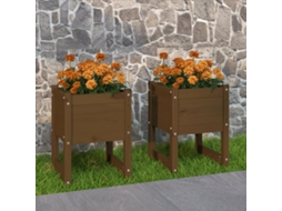Vidaxl Vasos/floreiras 2 Pcs 40x40x52,5 Cm Pinho Maciço Castanho-mel