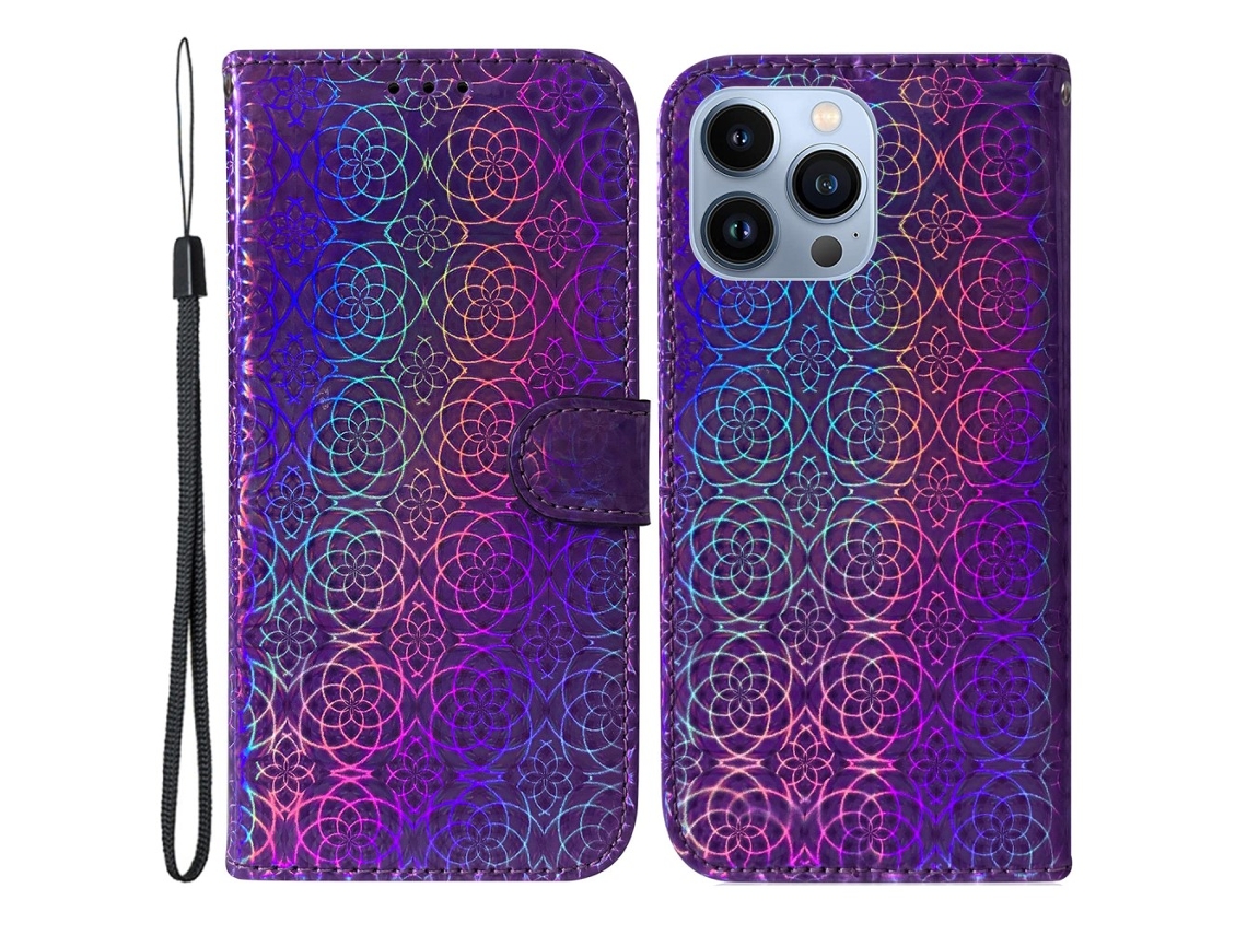 Capa Padrão Flores Para Iphone 15 Pro Pele Sintética Multicor
