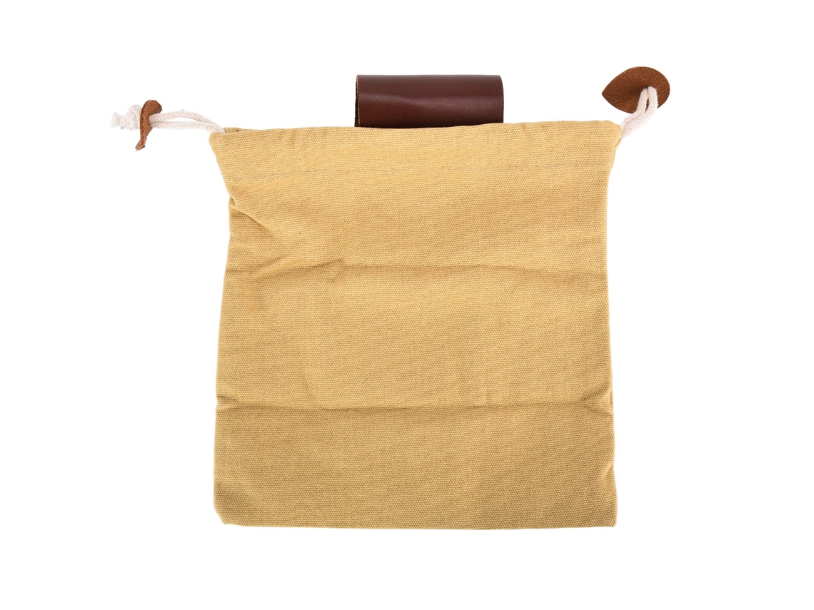Bolsa de Forrageio de Couro e Lona Dobrável com Cinto para Coleta de Frutas e Camping Khaki S/MARCA