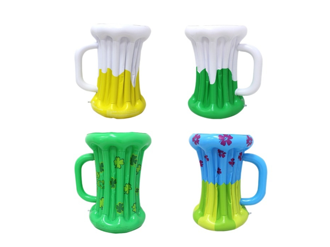 Conjunto de 4 Canecas de Cerveja Infláveis, Cooler Inflável para Bebidas, Piscina, Praia, Churrasco e Uso Externo AQUAFORGE