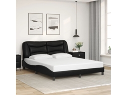 Estrutura Cama C/ Cabeceira 160x200 Cm Couro Artificial Preto