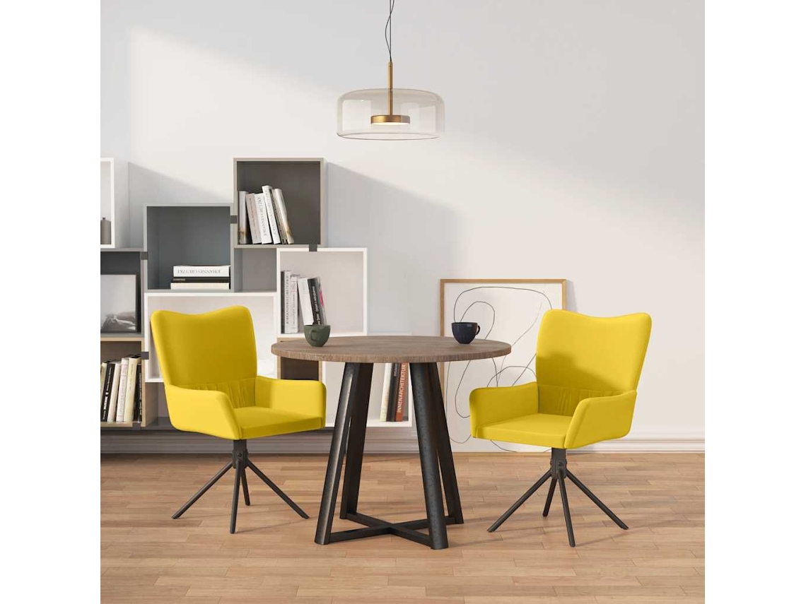 Vidaxl Cadeiras De Jantar Giratórias 2 Pcs Veludo Amarelo