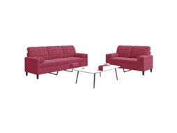 Vidaxl 2pcs Conjunto Sofás C/ Almofadões E Rolos Veludo Vermelho Tinto