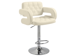 Banquinho Bar Branco 52,5x47x97cm, Ajustável, Encosto, Braços, Pés, 360°. Ge