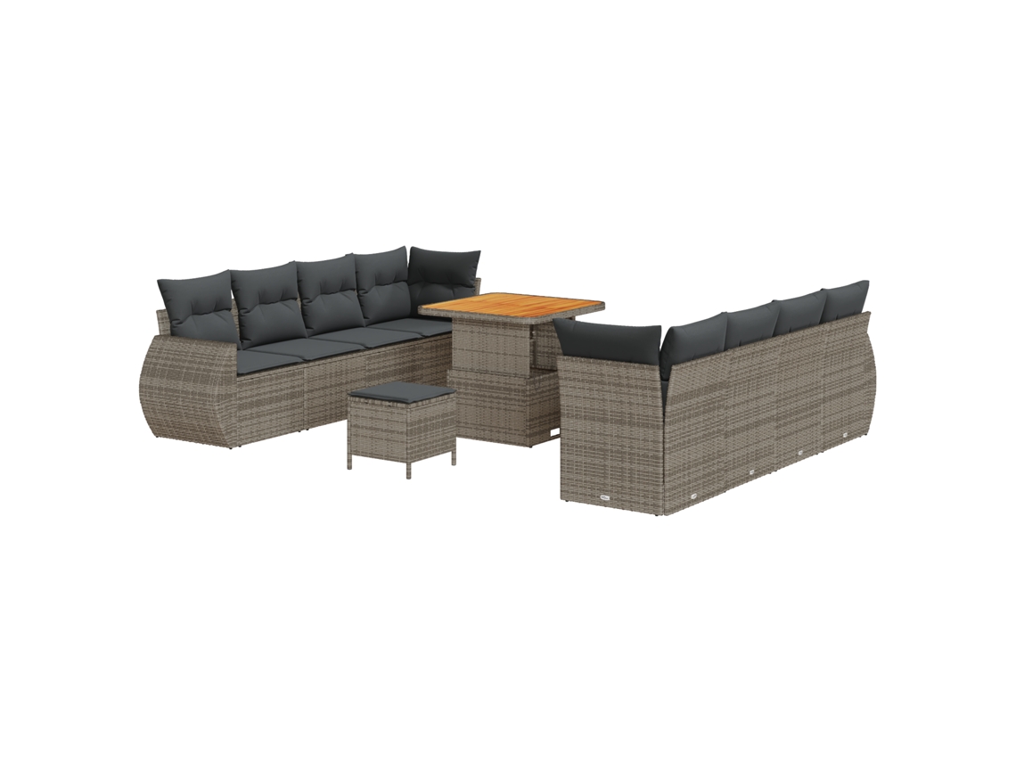 Conjunto 11 Conjunto De Sofá De Jardim Vidaxl Cinzento Vime Pe (80 X 80 X 71 Cm)
