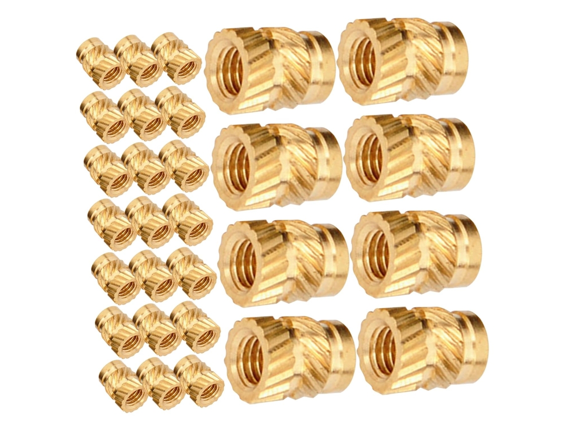 Conjunto De 100 Porcas Inserção Serrilhadas Latão M3 X 4,6 5,69