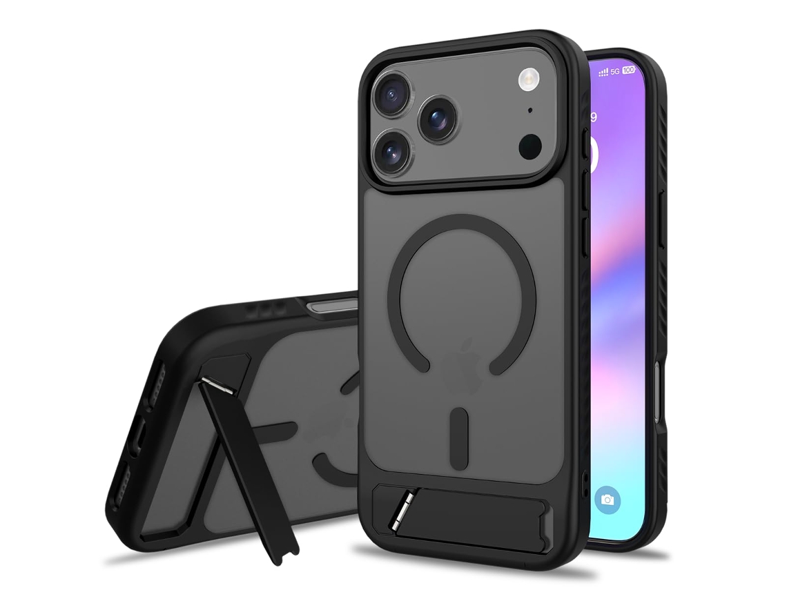 Capa Magnética Para Iphone 17 Pro Max Com Suporte Invisível Integrado, Compatível Com Magsafe, Fina, Transparente, Fosca E Resistente A Impactos, Na C