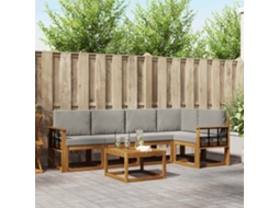 Vidaxl Conjunto De Sofás Para Exterior 6 Pcs Cinza Natural E Claro