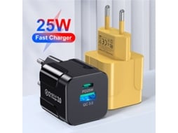 Carregador De Parede Bk317 Pd25w Com 2 Portas Usb Pd (usb-a Usb-c), Carregamento Rápido Qc3.0, Ficha Europeia