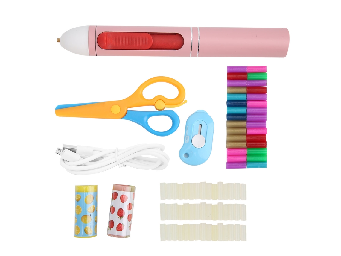Pistola De Cola Quente Mini Sem Fio Usb Carregável Portátil Rosa 5v Com Bateria De Boa Autonomia