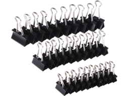 Clips de metal Preto para arquivos, 19 mm, 25 mm e 32 mm, pacote com 10 unidades, ideais para anotações, cartas e clipes de papel.