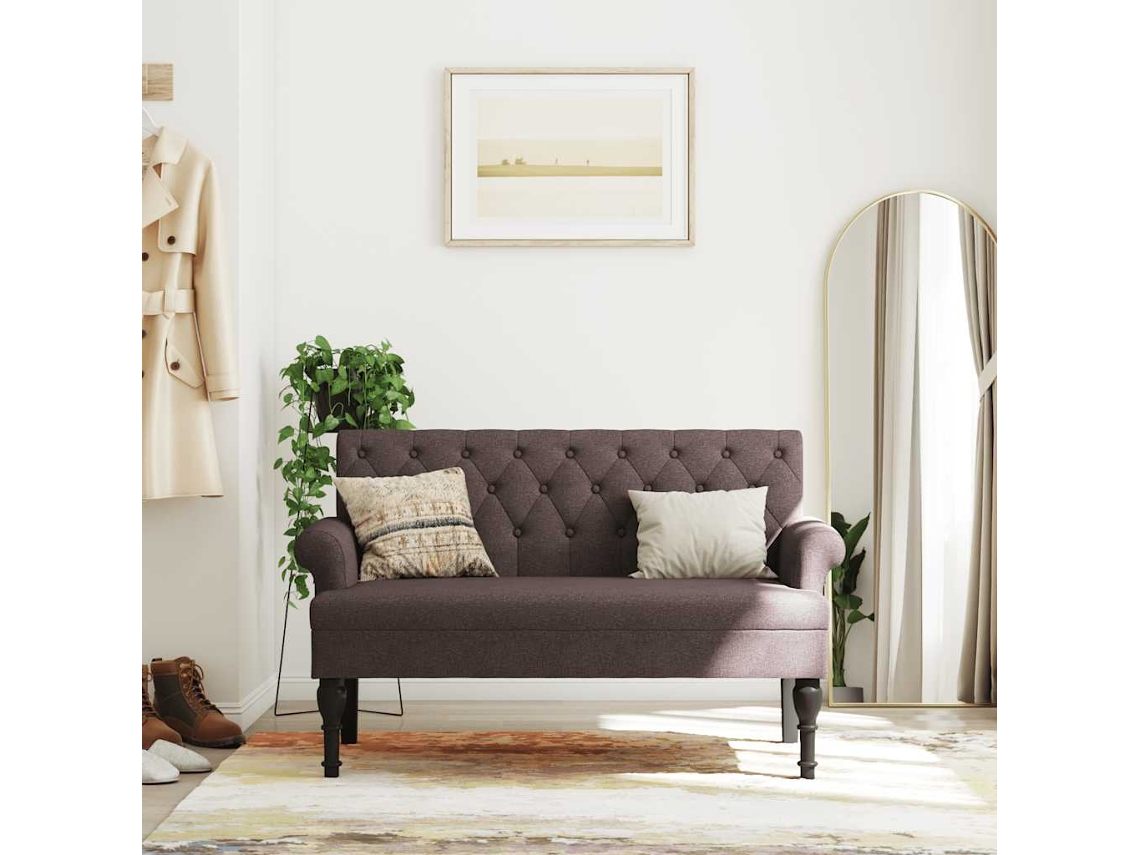 Vidaxl Banco Com Encosto 120x62x75,5 Cm Tecido Castanho-escuro