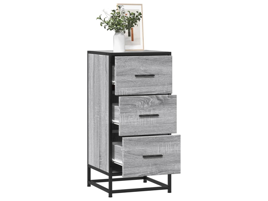 Vidaxl Aparador 35,5x35x76 Cm Deriv. De Madeira/metal Cinzento Sonoma