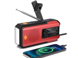 Rádio portátil de emergência AQUAFORGE com manivela, energia solar, lanterna led, luz de leitura, bateria 2000mah