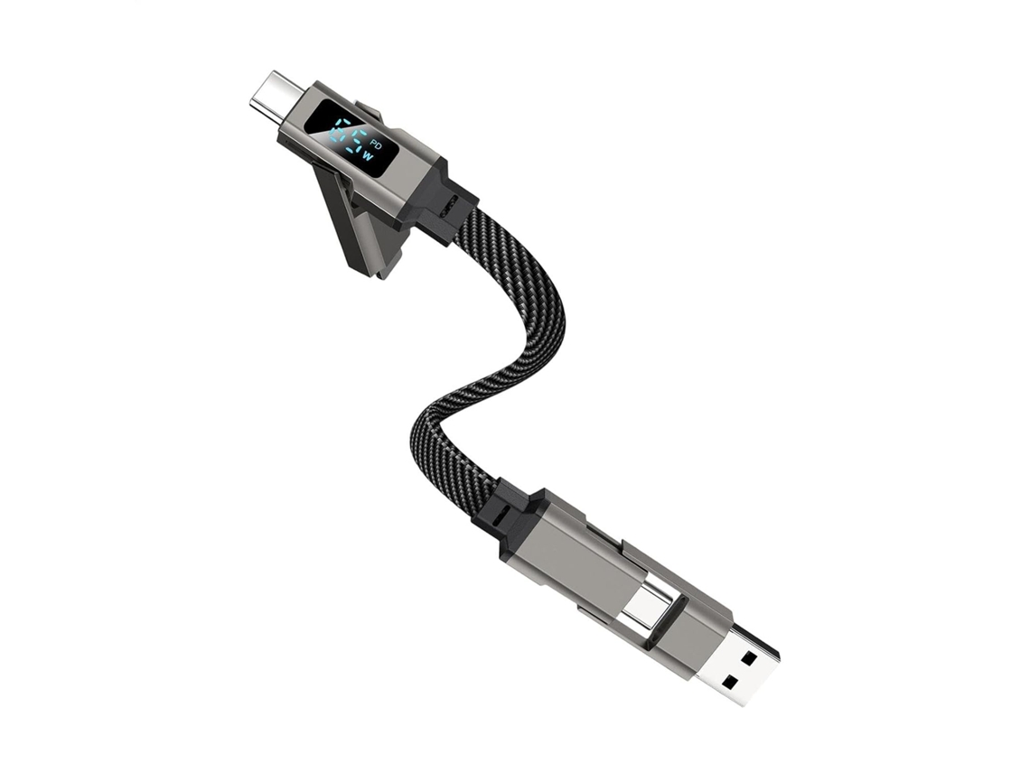 Cabo Carregador Portátil 4 Em 1 Para Chaveiro, Curto De 65 W