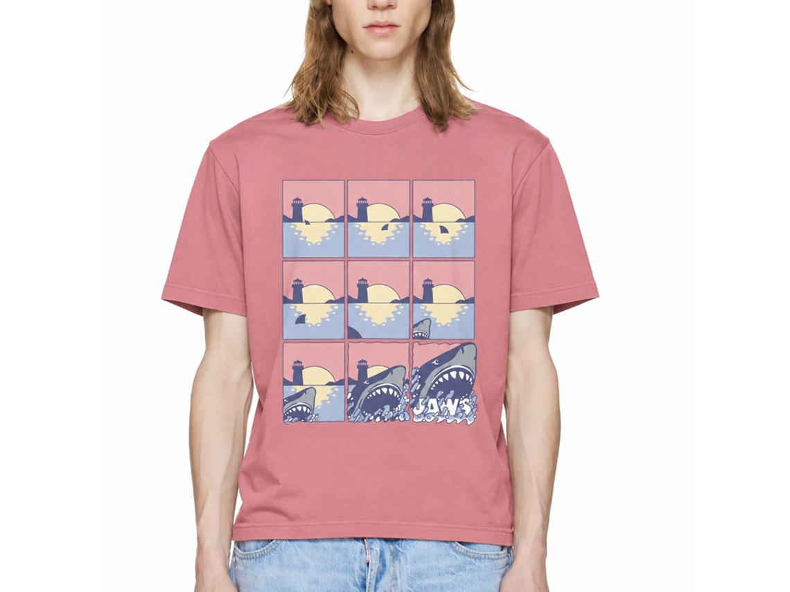 Rockinstone Jaws Movie Pastel Comic Strip Solid Mauvelous Adult T-shirt Size:s