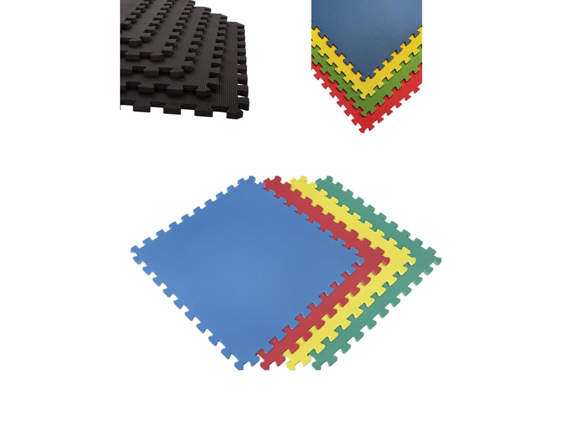 Esterilla Puzzle Para Suelos De Gimnasio Y Fitness | Protección De Goma 60x60 Cm | Colchoneta Antideslizante Multicolor 32 Piezas - 11,52 M²