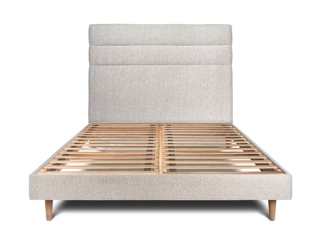Cama com Cabeceira Linha Bouclette SOMMEIL_DE_PLOMB Tecido Bege (200x200cm)