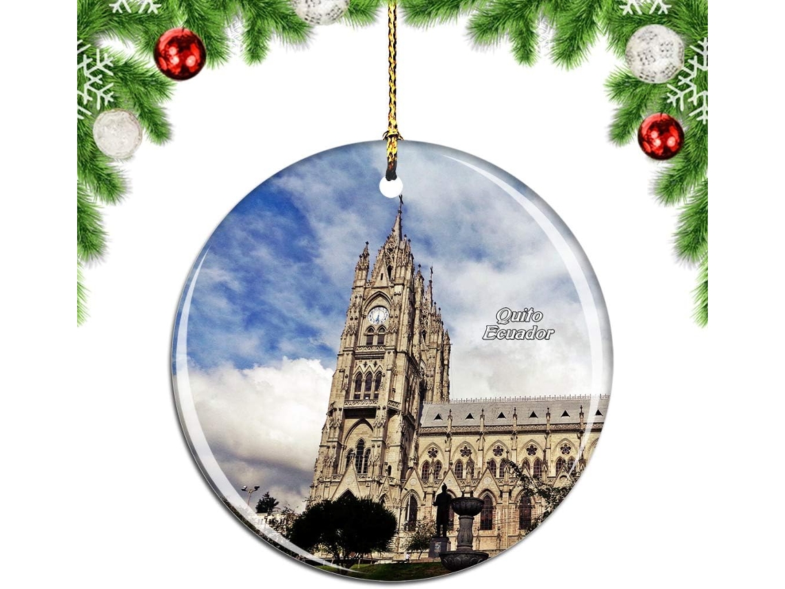 Equador, Catedral de Quito, Enfeite de Árvore de Natal para Pendurar, Coleção de Viagem Urbana