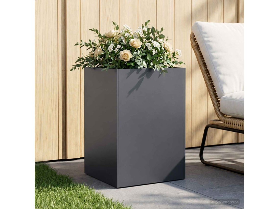 Vidaxl Vaso De Jardim Antracite 40 X 40 X 75 Cm Aço Laminado A Frio