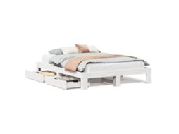 Cama Sem Colchão 160x200 cm Madeira de Pinho Maciça Branco MAISON EXCLUSIVE