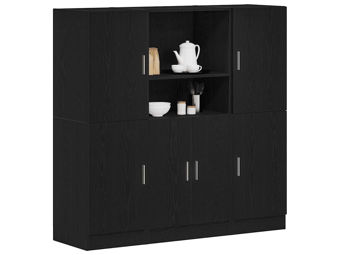 Vidaxl 3 Pcs Armário De Cozinha Conjunto Derivados De Madeira Preto
