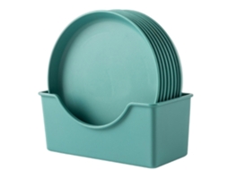 Conjunto De 8 Pratos Redondos Para Aperitivos Com Escorredor De Armazenamento, Pratos Para Bolo, Sobremesa, Salada E Serviço Pequeno (verde)