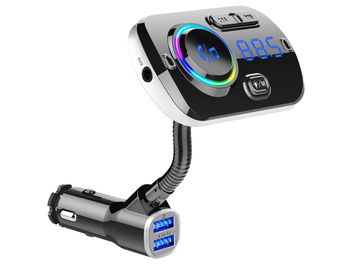 Transmissor Fm Bluetooth Veicular, Carga Rápida, Led