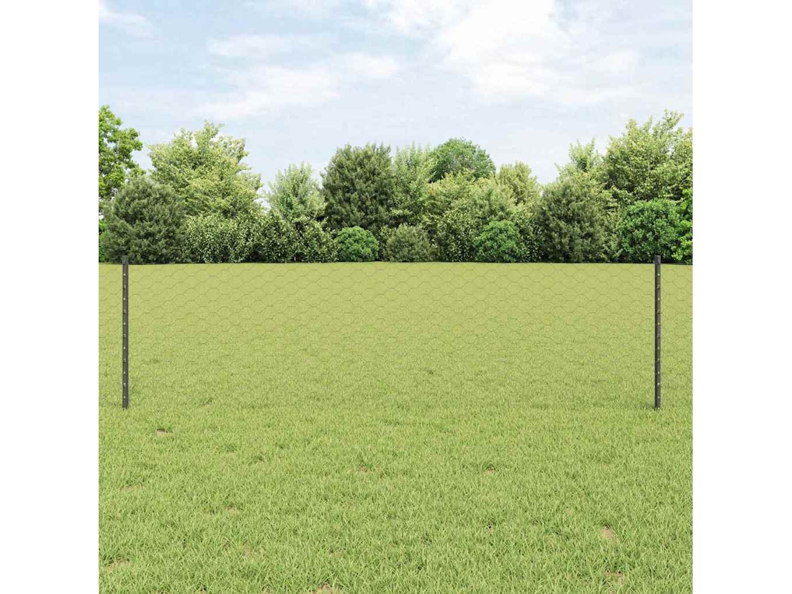 Vidaxl Cerca Hexagonal Com Poste 100 X 0,6 M Aço Revestido De Pvc