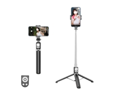 Lurelia Tripé Para Selfie Bluetooth, Com Controlo Remoto, Extensível, Até 1,75 M, Rotação 360°, Para Telemóvel, Preto
