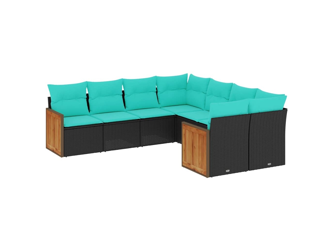 Conjunto de Sofá de Jardim, 9 Peças, Almofadas, Rattan Marrom MAISON EXCLUSIVE