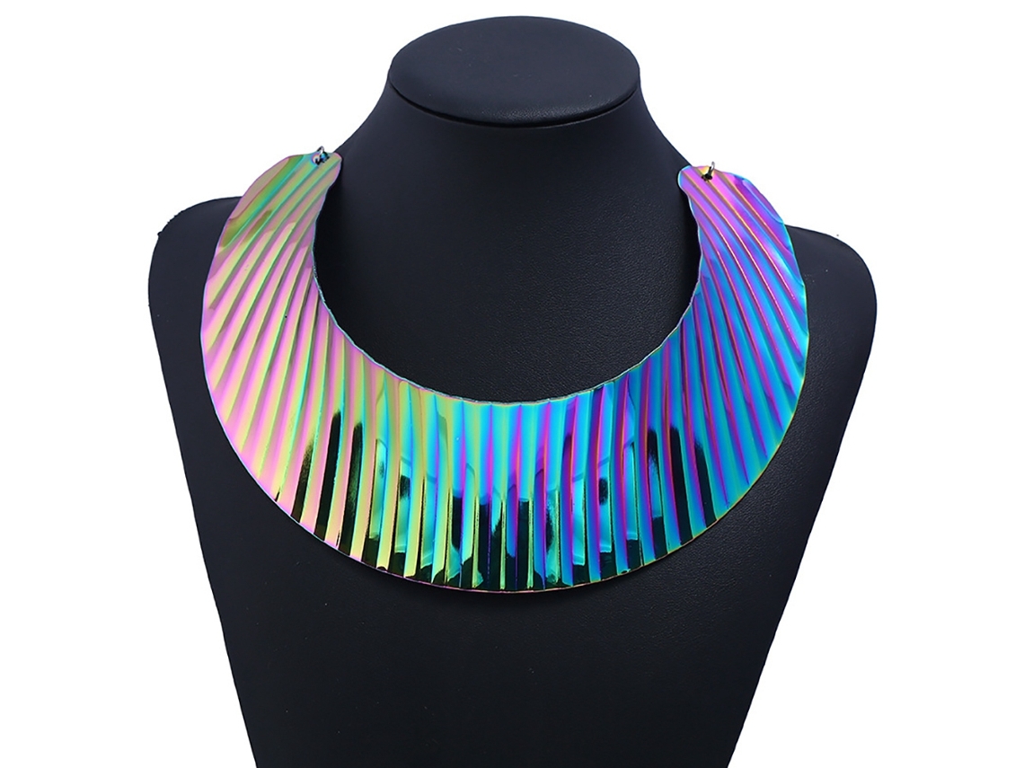 Colar Punk Listrado Moda Exagerada