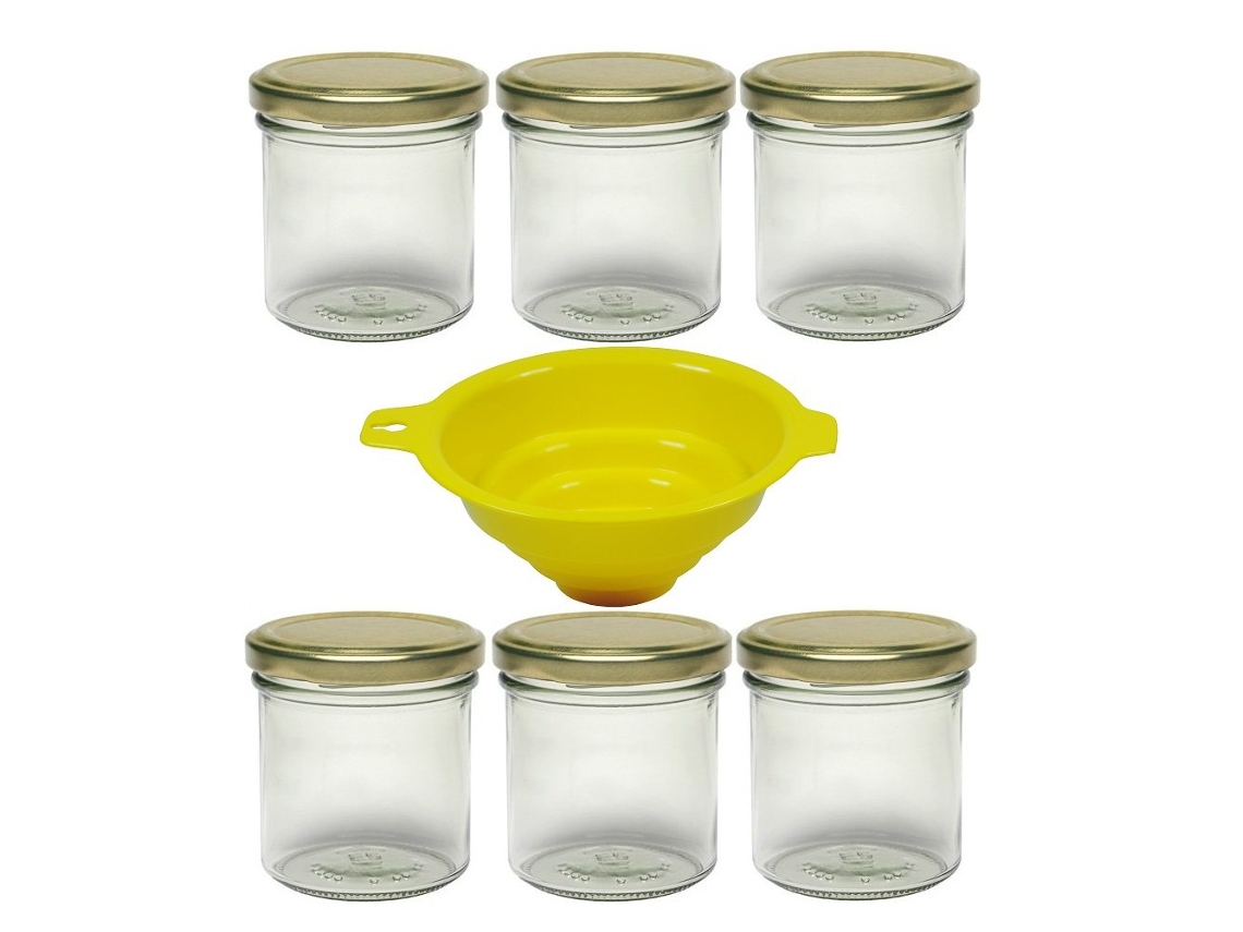 6 Frascos De Conserva Com Tampa De Rosca E Funil 165 Ml
