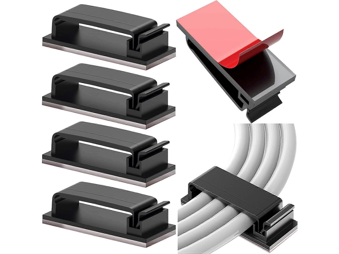 Conjunto De 10 Presilhas Autoadesivas Resistentes Para Organização Cabos Em Tv E Pc