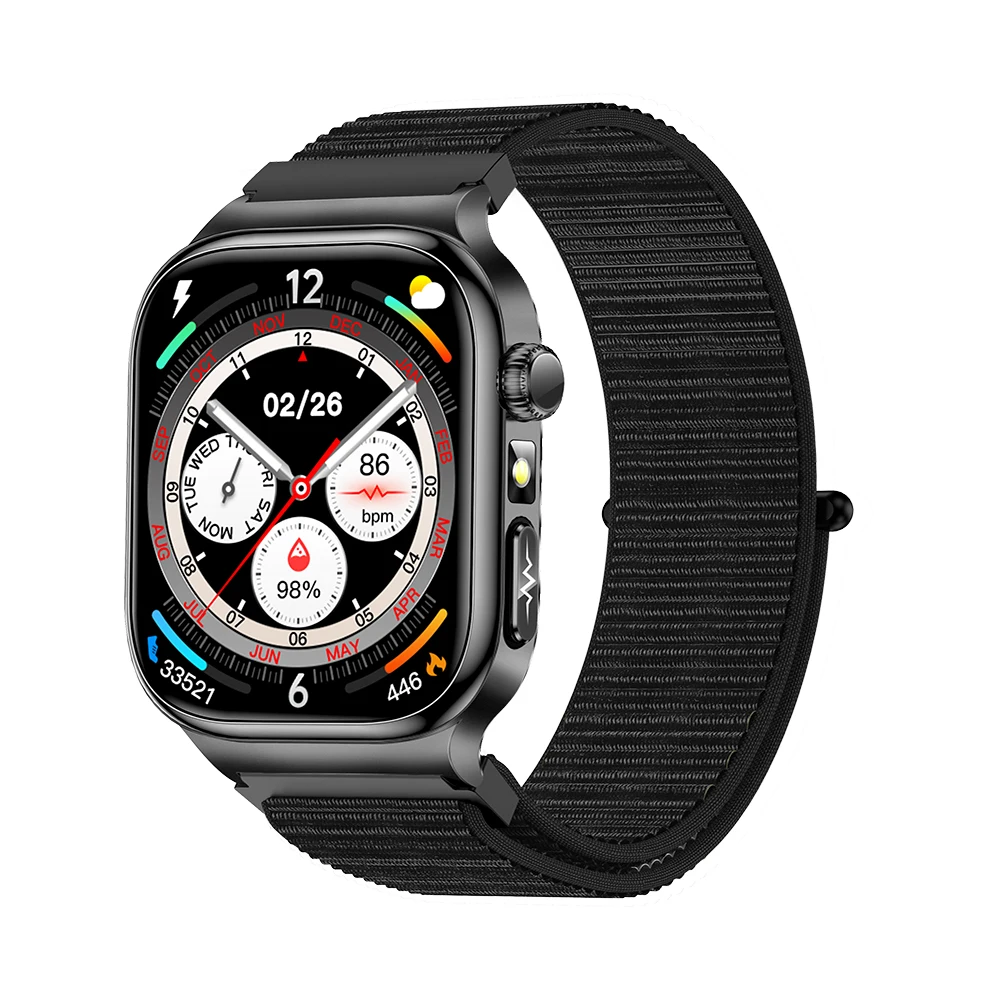 Smartwatch MDUG com Chamadas Bluetooth e Tela Amoled Hd de 2,04 Polegadas (pulseira Preta Trançada)