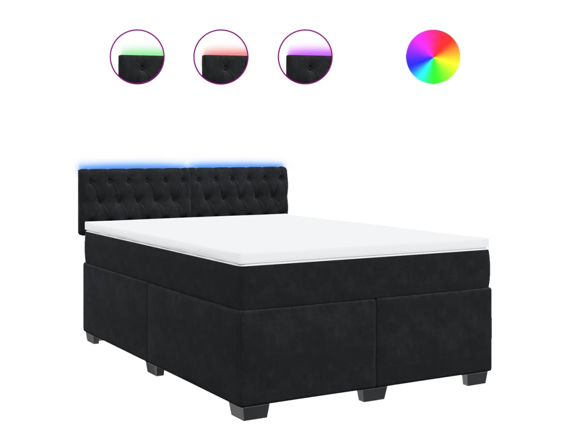 Box Spring Bed, Box Spring Beds Vidaxl Preto Veludo (140 X 200 Cm)