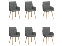 Conjunto 6 Móveis De Jantar Vidaxl Cinzento Escuro Tecido (60 X 56 X 96 Cm)