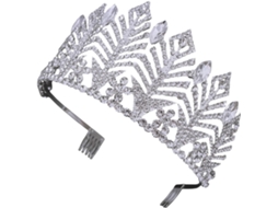 Tiara De Casamento Nuobesty Em Formato De Coroa Barroca Com Strass Prateados, Reutilizável Para Aniversários.