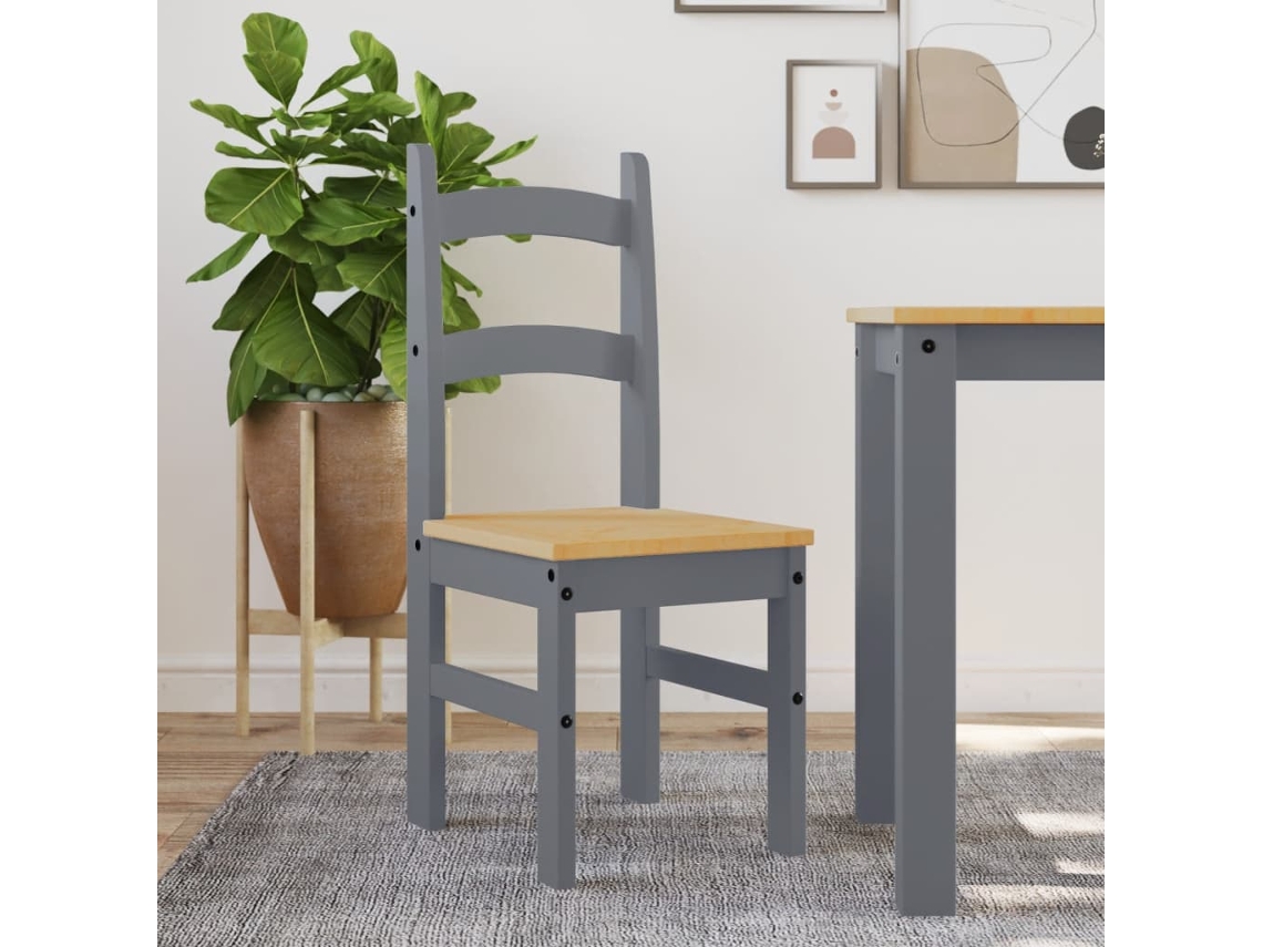Vidaxl Cadeiras De Jantar 2 Pcs 40x46x99 Cm Pinho Maciço Cinzento