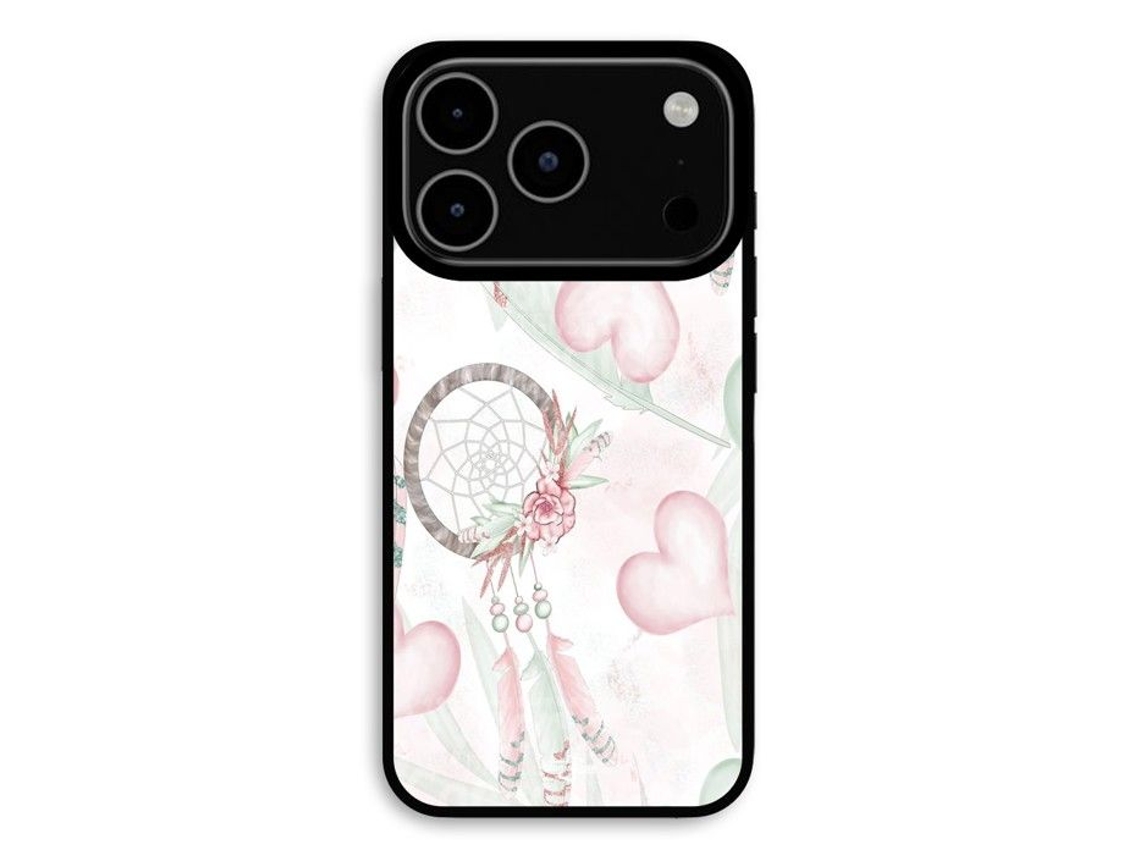 Capa Para Iphone 17 Pro Com Textura De Coração E Apanhador De Sonhos Maniacase