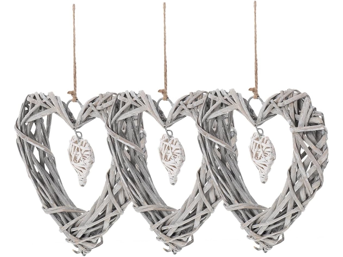 Guirlanda Rústica De Vime Em Formato De Coração, 3 Peças, Para Decoração De Parede, Ideal Para Casa, Gokoco