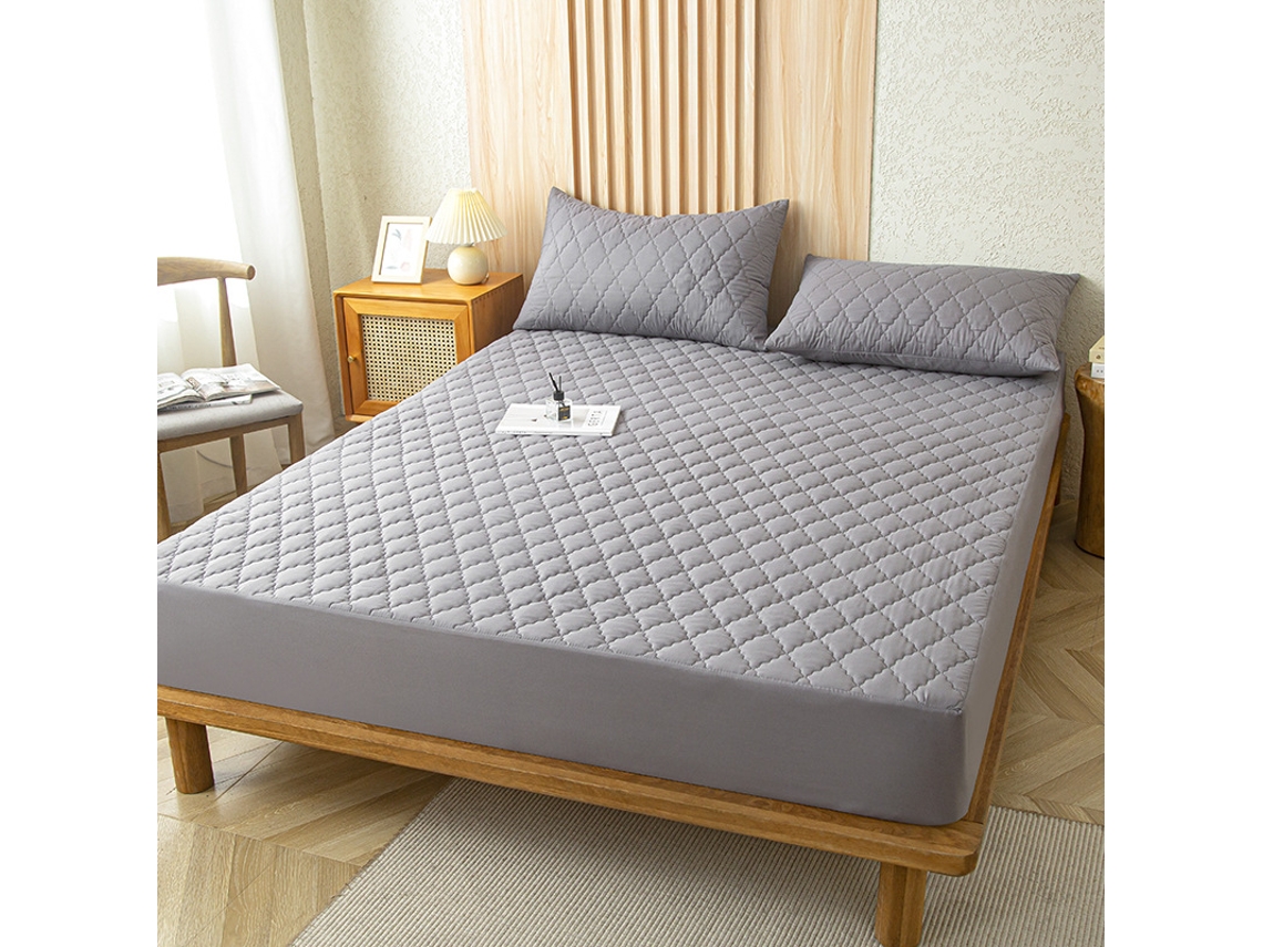 Protetor De Colchão Impermeável Czhhmart( Fitted Sheet) 150cmx200cm (com Par De Fronhas) Cinza