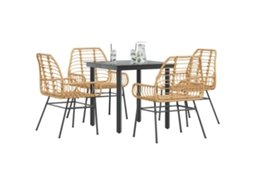 Vidaxl Conjunto Jantar Jardim 5 Peças Vidro Vime Pe Castanho
