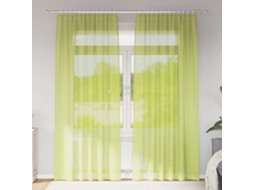 Vidaxl Cortinas De Voile Com Bolsos Para Varão 2 Pcs Verde-maçã