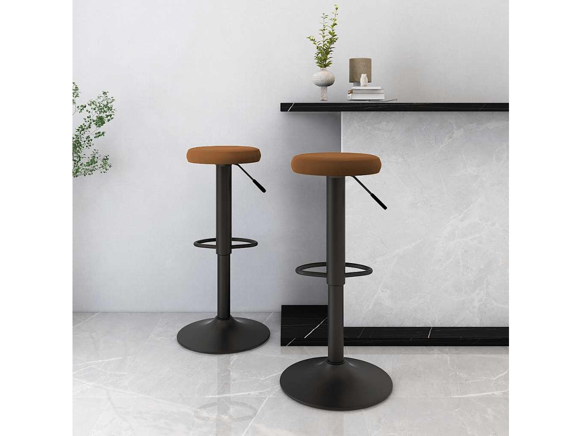 Vidaxl Bancos De Bar 2 Pcs Veludo Castanho