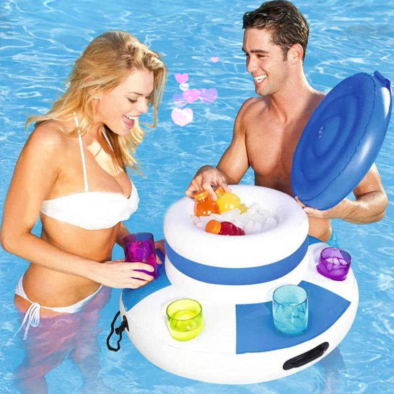 Balde Inflável Para Gelo Com Suporte Para Copos, Ideal Para Cerveja, Água E Cubos De Gelo.