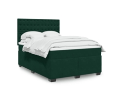 Vidaxl Cama Com Molas/colchão 160x200 Cm Veludo Verde-escuro