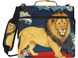 Pasta japonesa Red Lion com 3 argolas, zíper reforçado e alça, carteira com zíper fácil de transportar, ideal para...