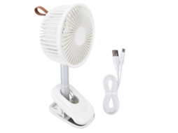 Ventilador de Mesa Clip On Usb 3 Modos de Velocidade Ajuste 360 Graus Fluxo de Ar Forte Branco | S/MARCA